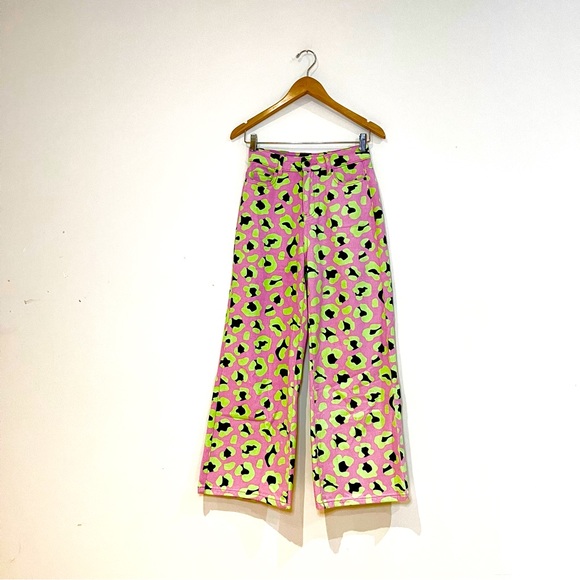 Heyley elsaesser x Simons animals print, pink, green and black pants folk fit - Picture 1 of 5